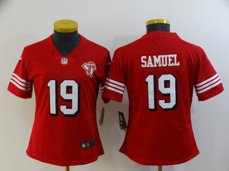 Women's San Francisco 49ers #19 Deebo Samuel Scarlet 75th Anniversary Stitched Jersey(Run Small) Women's San Francisco 49ers #19 Deebo Samuel Scarlet 75th Anniversary Stitched Jersey(Run Small)